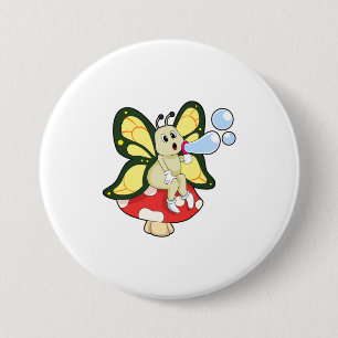Schmetterling mit Seifenblasen Button