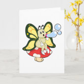 Schmetterling mit Seifenblasen Karte (Gelbe Blume)