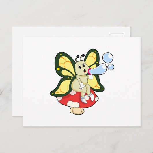 Schmetterling mit Seifenblasen Postkarte (Vorne/Hinten)