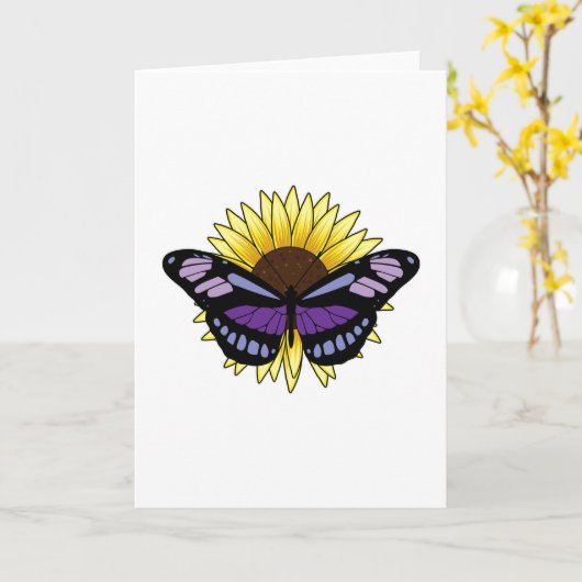 Schmetterling mit Sonnenblume Karte (Gelbe Blume)