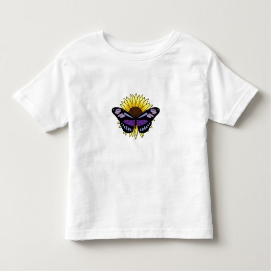 Schmetterling mit Sonnenblume Kleinkind T-shirt (Vorderseite)
