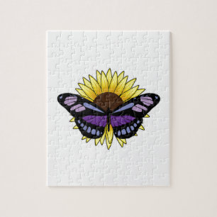 Schmetterling mit Sonnenblume Puzzle
