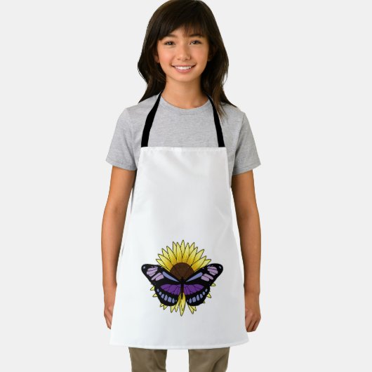 Schmetterling mit Sonnenblume Schürze (Insitu)