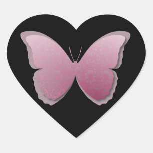 Schmetterling mit Spitzenmuster (Mauve) Herz-Aufkleber