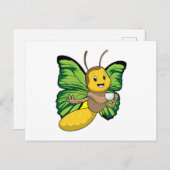 Schmetterling mit Tasse Kaffee Postkarte (Vorne/Hinten)