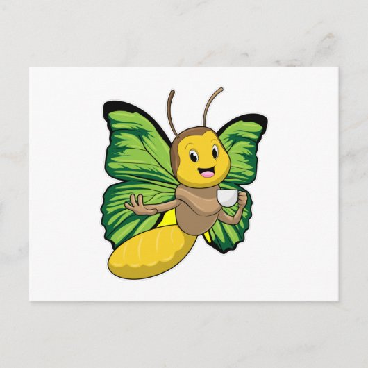 Schmetterling mit Tasse Kaffee Postkarte (Vorderseite)