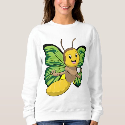 Schmetterling mit Tasse Kaffee Sweatshirt (Vorderseite)