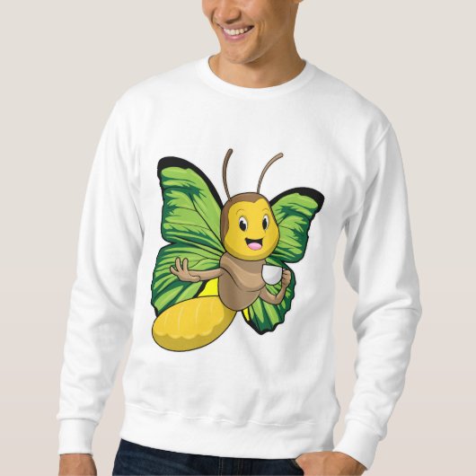 Schmetterling mit Tasse Kaffee Sweatshirt (Vorderseite)
