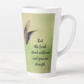Schmetterling mit Verse über Gottes Stärke Milchtasse (Rechts)