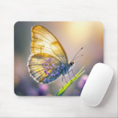 Schmetterling mit violetten Blumen Mousepad (Mit Mouse)