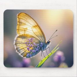 Schmetterling mit violetten Blumen Mousepad