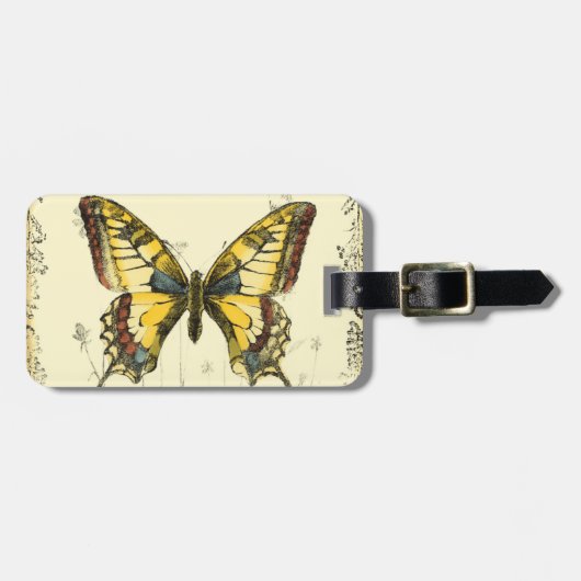 Schmetterling mit Wildblumen Gepäckanhänger (Vorderseite horizontal)