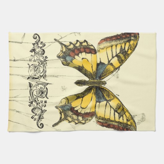 Schmetterling mit Wildblumen Handtuch (Horizontal)