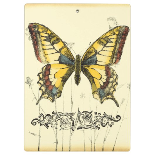 Schmetterling mit Wildblumen Klemmbrett (Rückseite)