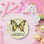 Schmetterling mit Wildblumen Pappteller (Party)