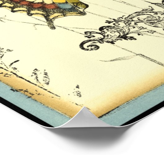 Schmetterling mit Wildblumen Poster (Ecke)