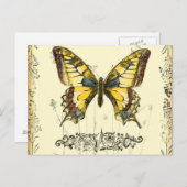 Schmetterling mit Wildblumen Postkarte (Vorne/Hinten)