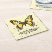 Schmetterling mit Wildblumen Rechteckiger Pappuntersetzer (angewinkelt)