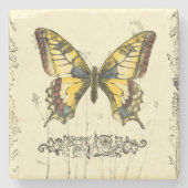 Schmetterling mit Wildblumen Steinuntersetzer (Vorderseite)