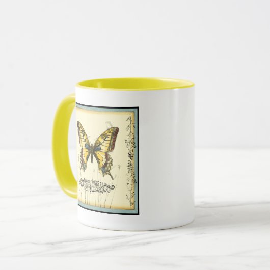 Schmetterling mit Wildblumen Tasse (Vorderseite Links)
