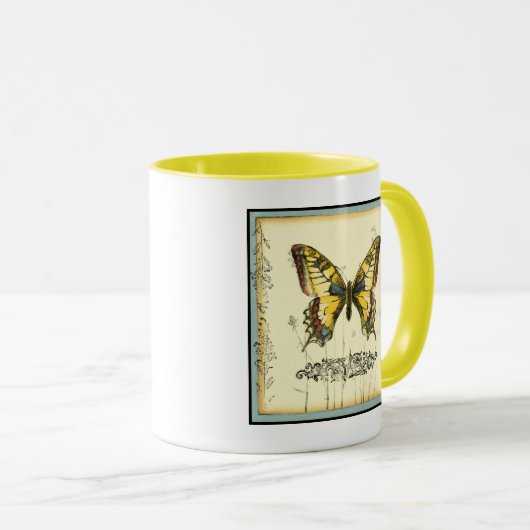 Schmetterling mit Wildblumen Tasse (VorderseiteRechts)