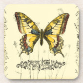 Schmetterling mit Wildblumen Untersetzer (Vorderseite)