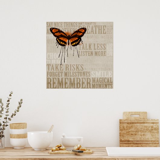 Schmetterling mit Worten Poster (Küche)