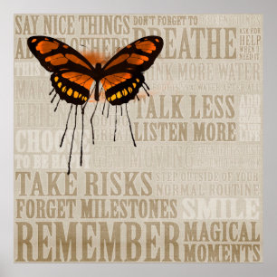 Schmetterling mit Worten Poster