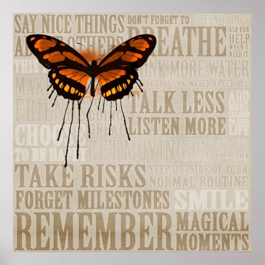 Schmetterling mit Worten Poster (Vorne)