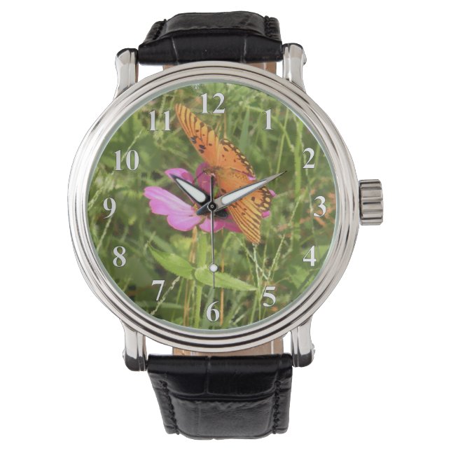 Schmetterling mit Zinnia Watch Armbanduhr (Vorderseite)
