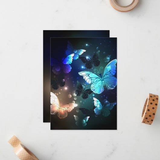 Schmetterling Mitteilungskarte (Vorderseite/Rückseite Beispiel)