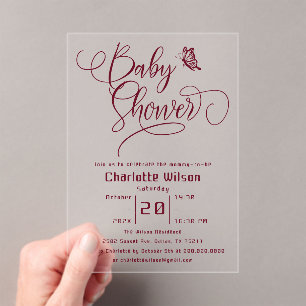 Schmetterling Moderne Minimalistische Babyparty Acryleinladungen
