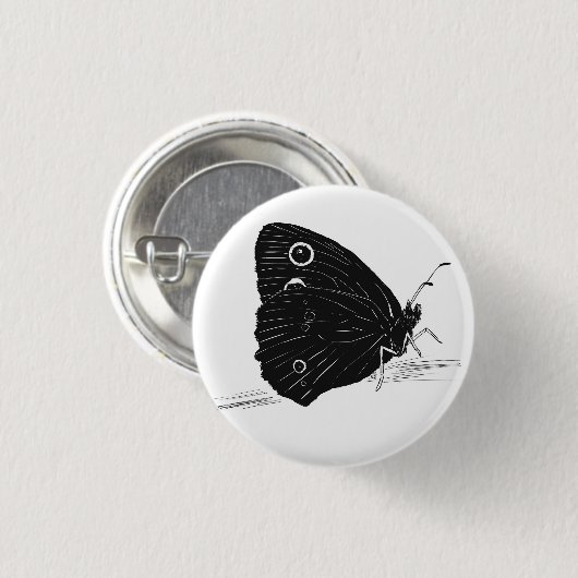Schmetterling Monochrom Button (Vorne & Hinten)