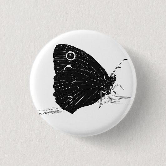 Schmetterling Monochrom Button (Vorderseite)