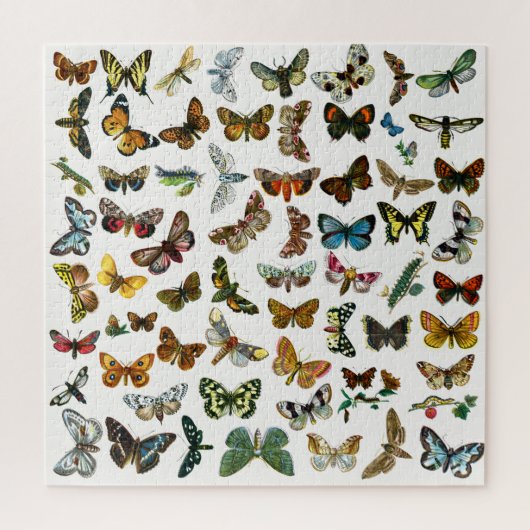 Schmetterling, Moth und Raupe Collage Jigsaw Puz Puzzle (Vertikal)