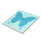 Schmetterling, Muster in blau, türkis, weiß Fliese (Seite)