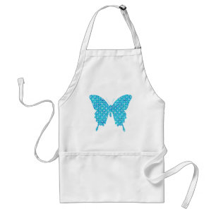Schmetterling, Muster in blau, türkis, weiß Schürze