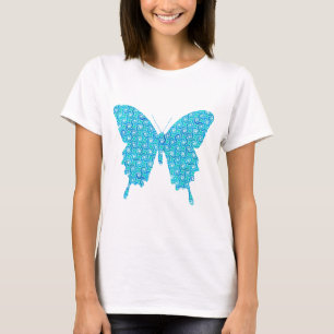 Schmetterling, Muster in Blau, Türkis, Weiß T-Shirt