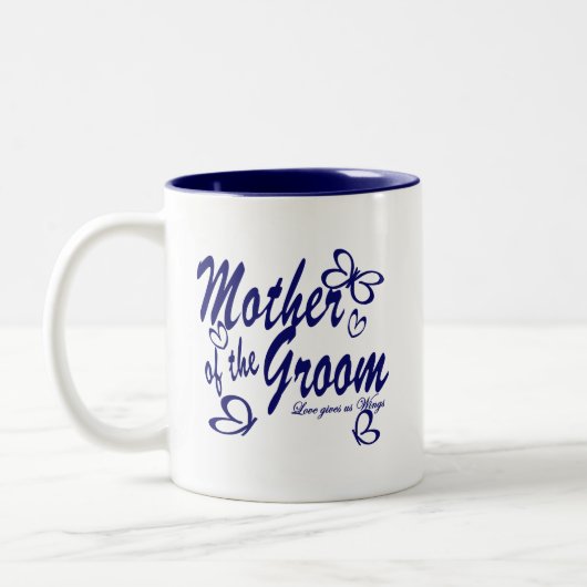 Schmetterling/Mutter des Bräutigams Zweifarbige Tasse (Links)