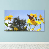 Schmetterling N Sonnenblumen überwölbte Leinwand (Insitu (Holzboden))