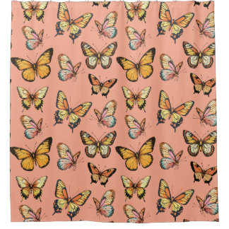 Schmetterling Nahtloses Muster. Monarch Butterfly Duschvorhang