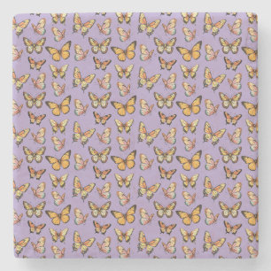 Schmetterling Nahtloses Muster. Monarch Butterfly Steinuntersetzer