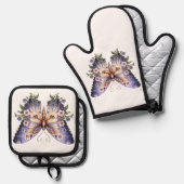 Schmetterling Ofenhandschuh & Topflappen-Set (Vorderseite/Rückseite)
