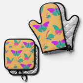 Schmetterling Ofenhandschuh & Topflappen-Set (Vorderseite/Rückseite)