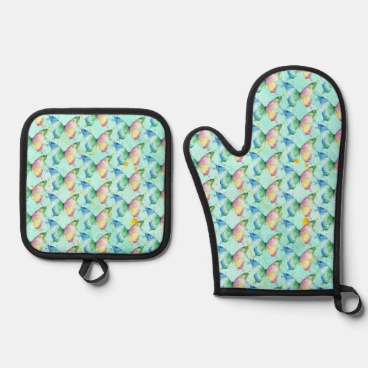 Schmetterling Ofenhandschuh & Topflappen-Set (Vorderseite)