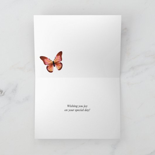 Schmetterling Orange Pink und Black Custom Empfäng Karte (Innenseite)