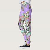 Schmetterling Ornamente Flieder Strahlen  Leggings (Links)