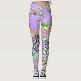 Schmetterling Ornamente Flieder Strahlen  Leggings