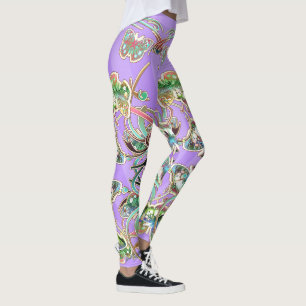Schmetterling Ornamente Flieder Strahlen  Leggings