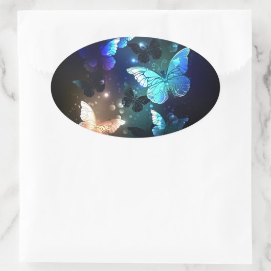 Schmetterling Ovaler Aufkleber (Tasche)